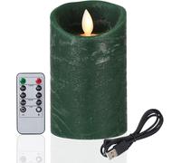 KALSW-Vert Rechargeable Bougie Led,Avec Usb Chargeur Cable,Flamme Vacillante Bougies Alimente Par Pile,Bougies Decorative Electrique Avec Télécommande Pour Fête,Anniversaire,Mariage,Table-10Cm