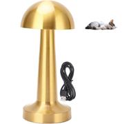 Kaltd-Lampe De Table Champignon Rechargeable Par Usb 3 Couleurs À Intensité Variable En Métal Mignonne Lampe De Chevet (Pour Garde D'enfants Et Chambre De Bébé,Décoration (Or)