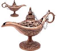 KALTD-Lampe Magique Aladin,Légende Genie Wishing Lampe Avec Relief En 3D Creux Décoration,Magique Arabian Lumière Génie Lampe Métal,Classique Rétro Pour Maison,Bureau,Hôtel Et Plus-11.5X4X 7.5 Cm