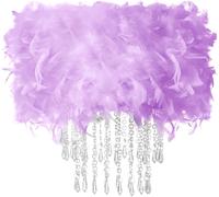 KALTD-Plume Abat-Jour Avec Gouttes D'Acrylique,Shade Moelleux Pour Lampe De Plafond,Lampe Suspendue,Lustre,Lampe De Table Ou Llampe De Pied,Décoration Pour Chambre,Salon Ou Couloir,Violet