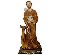 Kaltner Präsente Idée cadeau - 32 cm - Figurine de Saint François François d'Assise Sainte patron - Figurine peinte à la main sur socle - Fonte synthétique de qualité supérieure en résine - Décoration