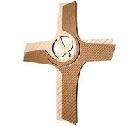 Kaltner Präsente Idée cadeau - Croix murale en bois véritable avec colombe pour le mur de 21 cm - Fabrication moderne dans la vallée du Groödner du Tyrol du Sud.