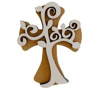 Kaltner Präsente Idée cadeau - Croix murale en bois véritable de 18 cm avec arbre de vie pour le mur moderne dans la vallée du Val du Tyrol du Sud