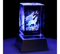 Kaltner Präsente Lumière d’ambiance - Un cadeau qui sort de l’ordinaire : bougie LED/bloc de verre cristal/gravure laser 3D - Les loups hurlent à la lune