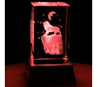 Kaltner Präsente Lumière d’ambiance - Un cadeau qui sort de l’ordinaire : bougie LED/bloc de verre cristal/gravure laser 3D - Motif animal - Lion