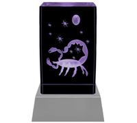 Kaltner Präsente Lumière d’ambiance - Un cadeau qui sort de l’ordinaire : bougie LED/bloc de verre cristal/gravure laser 3D - Zodiaque Scorpion