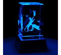 Kaltner Präsente Lumière d’ambiance - Un cadeau qui sort de l’ordinaire : bougie LED/bloc de verre cristal/gravure laser 3D - Chats à motif animal