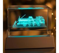 Kaltner Präsente Lumière d’ambiance - Un cadeau qui sort de l’ordinaire : bougie LED/bloc de verre cristal/gravure laser 3D - pompiers