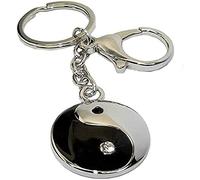 Kaltner Präsente Porte-clés porte-bonheur Ying Yang - Métal brillant avec strass et mousqueton - Harmonie, bonheur et style pour Noël, anniversaire, vie quotidienne