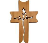 Kaltner Présente Croix murale moderne en bois de hêtre véritable, 19 x 13 cm, Arbre de vie, Idée cadeau pour toutes les pièces