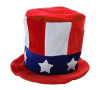 Kalttoy Accessoires de jour de l'indépendance - Ensemble de costume d'oncle-Sam - Serre-tête, chapeau, colliers - Accessoire de cosplay pour filles - Chapeau de fête de l'indépendance - Collier pour