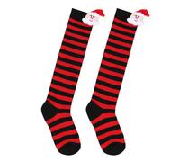 Kalttoy Bas chauds pour enfants pour Noël - Chaussettes hautes pour festival - Leggings d'hiver extensibles et respirants - Jambières d'hiver antidérapantes, Bandes rouges et noires, Taille unique