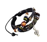 Kalttoy Bracelet en cuir multicouche fait à la main avec note de musique vintage et étoile creuse (multicolore), taille unique, Comme décrit