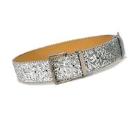 Kalttoy Ceinture à boucle ardillon étincelante pour femmes et filles avec bordure perlée paillettes poudre paillettes taille pour diverses tenues paillettes paillettes, Argenté., taille unique