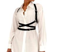 Kalttoy Chaîne de corps punk ceinture harnais en cuir pour femme Corset sous la poitrine avec sangle Corset Top avec sangles, Noir Regular, taille unique