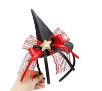 Kalttoy Chapeau de sorcière couronne avec étoile pailletée Accessoires de cosplay Coiffe avec dentelle rouge Vêtements de fête Garçons Filles Chapeau de sorcière Bandeau