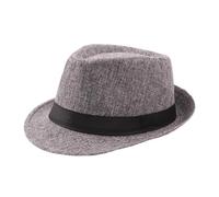 Kalttoy Chapeau Fedora Classique pour Hommes avec Bandes Noires Chapeau Soleil D'été À Bord Court Accessoires Costume Fête Gangster Cosplay Chapeau Fedora Blanc pour Hommes avec Bandes Chapeaux