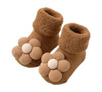 Kalttoy Chaussettes d'hiver antidérapantes pour bébé - Jolie fleur épaisse et chaude pour apprendre à marcher, Motif fleurs Jaune, S