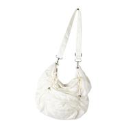Kalttoy Élégant sac à bandoulière plissé avec cordon de serrage, grande capacité, en nylon, sac à main pour le travail ou l'étude, sac à main noir tendance, blanc, One Size