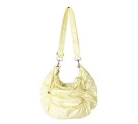 Kalttoy Élégant sac à bandoulière plissé avec cordon de serrage, grande capacité, en nylon, sac à main pour le travail ou l'étude, sac à main noir tendance, jaune, One Size