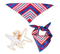 Kalttoy Ensemble chapeau d'hôtesse de l'air pour adulte + foulards + lunettes de soleil/gants/broche pour carnaval femme hôtesse de l'air pour Halloween photographie hôtesse de l'air et écharpe tenue