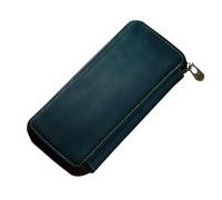 Kalttoy Étui en cuir pour stylo-plume avec 3 compartiments séparés, grand compartiment pour cartes de crédit, Bleu Pan