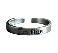 Kalttoy I'm Fine Save Me Bague simple pour homme et femme Bijoux inspirants