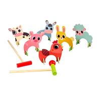 Kalttoy Jeu de billard d'extérieur pour enfants avec motifs d'animaux pour activités familiales, jeux de jardin interactifs dans le jardin, jeu de croquet en bois