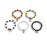 Kalttoy Lot de 5 bracelets avec pendentifs en forme de tête de mort, citrouille, chauve-souris, araignées colorées pour femme