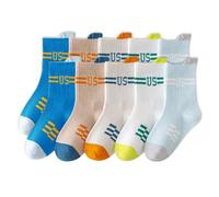 Kalttoy Lot de 5 paires de chaussettes tendance pour enfants garçons sport printemps automne coton avec lettres imprimées, Rayures déchirées US, L