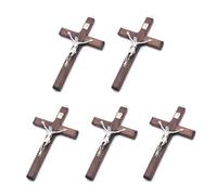 Kalttoy Lot de 5 pendentifs en bois Christ Jésus pour croix souffrant de souffrance religieuse crucifix à suspendre