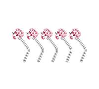 Kalttoy Lot de 5 piercings de nez élégants en alliage 20 g avec pierres CZ étincelantes - Accessoire de bijoux pour usage quotidien - Décoration de nez jeune, AB color straight ro, Comme décrit, Comme