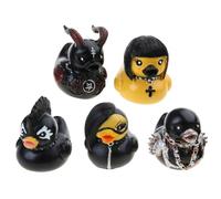 Kalttoy Lot de 5 statues gothiques punk canard en résine pour amateurs de musique rock