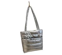 Kalttoy Sac à bandoulière matelassé multifonction pour femme avec fermeture éclair sécurisée, sac à main rembourré pour le travail et le shopping, sac à main rembourré en coton sous les bras, Argenté