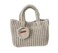 Kalttoy Sac à main au crochet au design unique, léger et élégant, sac à main doux avec poignée supérieure, sac à main doux pour un usage quotidien par les amateurs d'artisanat mignon en fil, beige