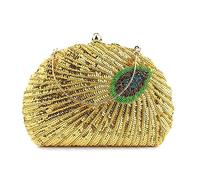 Kalttoy Sac à main pour femme - Pochette de mariage - Sac à main pour femme et fille - Sac à bandoulière tendance à paillettes - Paon - Sac de soirée fait à la main, doré, One Size