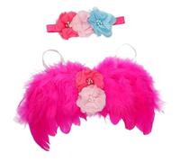 Kalttoy Serre-tête à fleurs fait à la main avec ailes d'ange pour séance photo de bébé, accessoire pour photographie et cosplay