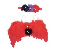 Kalttoy Serre-tête à fleurs fait à la main avec ailes d'ange pour séance photo de bébé, accessoire pour photographie et cosplay