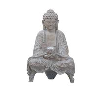 Kalttoy Statue de Bouddhas avec lampe solaire Décoration de jardin Bouddhas assis en méditation