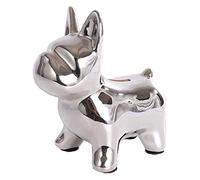 Kalttoy Statue de bouledogue français assis en céramique - Tirelire en céramique - Artisanat pour la maison, le salon, le jardin - Décoration de jardin