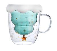 Kalttoy Tasse en verre à double paroi résistante à la chaleur pour sapin de Noël 300 ml