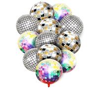 Kaluofan Ballon Disco 12PCS, 22 Pouces Énormes Ballons Aluminium 4D, Aallon Helium Anniversaire, Ballon Boule à Facette, Décorations de Fête des Années 60,70, 80 et 90