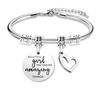 Kaluofan Bracelet d'amitié, bracelet à breloques, cadeau d'anniversaire, de Noël, de Saint-Valentin pour femme, meilleure amie, meilleure amie, Medium, Acier inoxydable, Pas de gemme