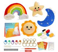 Kaluofan Kit de crochet 4 pièces pour débutants, débutants, marionnettes météo, crochet pour adultes débutants (1 soleil, 1 étoile, 1 arc-en-ciel, 1 lune)