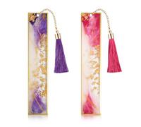 Kaluofan Lot de 2 marque-pages pour femme, durables, faits à la main, en résine, cadeau parfait pour votre amoureuse, mère, amis, enseignants pour la Saint-Valentin, Noël (rose rouge et violet foncé)