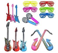 KALUROIL 15 PCS Bonbonnières Gonflables pour Fête Rock Star - Guitares, Saxophones, Microphones, Lunettes Lumineux Rougeoyant - Couleurs Aléatoires
