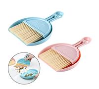 KALUROIL 2 PCS Ensemble mini pelle et balayette, petit balai et pelle à poussière, ensemble de brosse portable pour dessus de table, outils de nettoyage avec poils doux(bleu+rose)