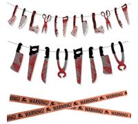 KALUROIL 3 PCS Couteau Halloween Sang -Ensemble de Décorations d'Halloween Sanglantes pour Maison Hantée - Couteaux, Bannières et Armes Effrayantes pour Intérieur et Extérieur