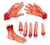 KALUROIL 4 PCS Fausse Main Halloween - Fausse Main - Décoration d'Halloween Effrayante - Main Horreur pour Maison Hantée et Accessoires de Scène