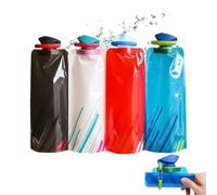KALUROIL 4 PCS Gourde Pliable - Bidons Pliables Réutilisables avec Crochet, Légers, Étanches, Respectueux de l'Environnement - Idéaux pour Randonnée, Camping, Cyclisme(700ML)